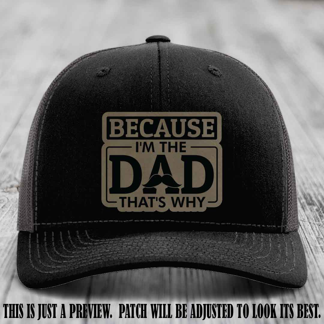Light Brown to Black patch on Black to Charcoal Hat - Dad Leather Patch Hat