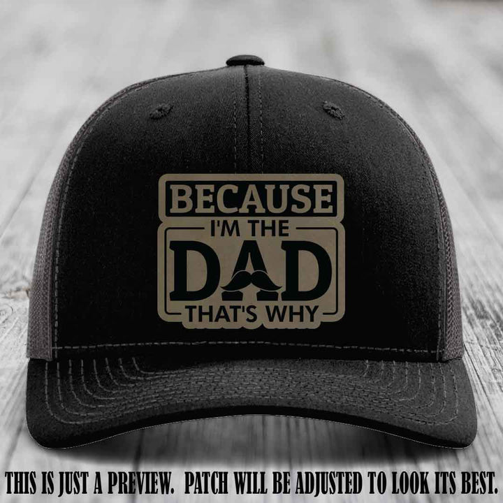 Light Brown to Black patch on Black to Charcoal Hat - Dad Leather Patch Hat