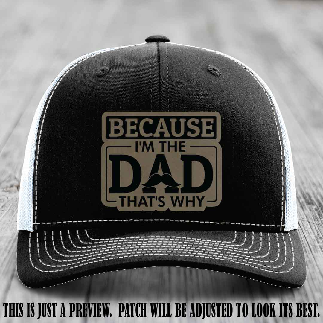 Light Brown to Black patch on Black to White Hat - Dad Leather Patch Hat