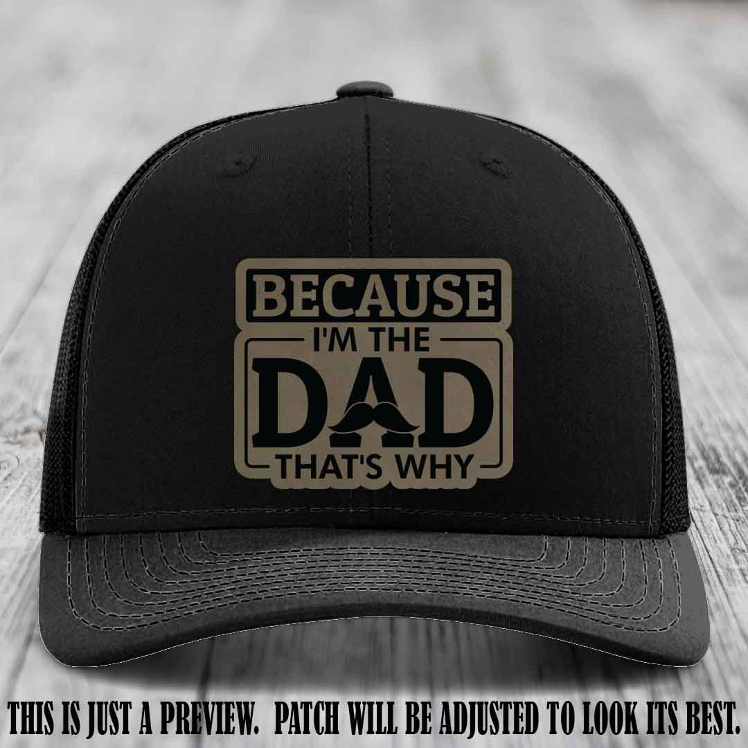 Light Brown to Black patch on Black Hat - Dad Leather Patch Hat
