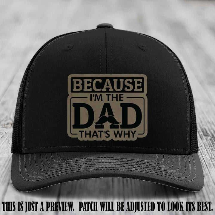 Light Brown to Black patch on Black Hat - Dad Leather Patch Hat