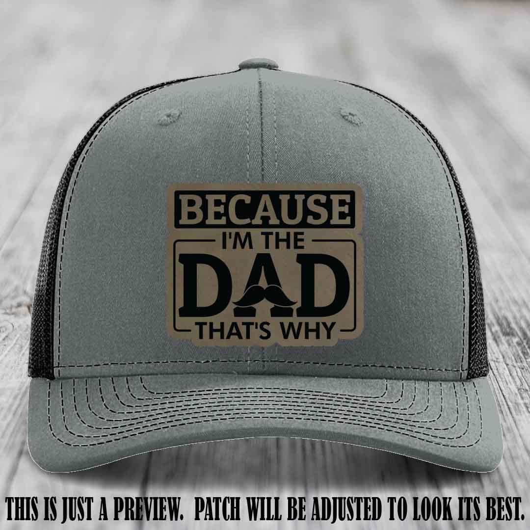 Light Brown to Black patch on Heather Grey to Black Hat - Dad Leather Patch Hat