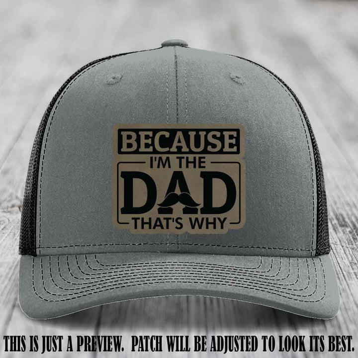 Light Brown to Black patch on Heather Grey to Black Hat - Dad Leather Patch Hat