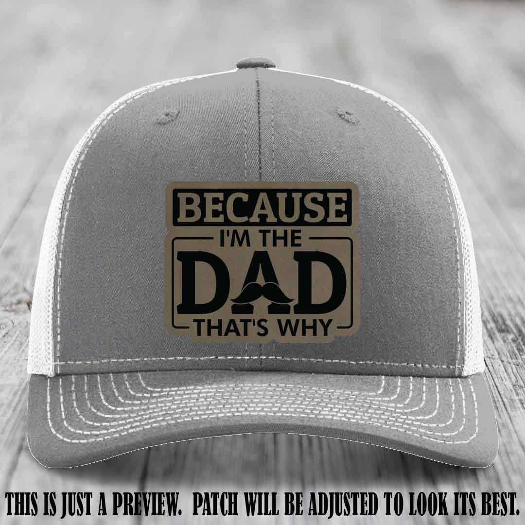 Light Brown to Black patch on Heather Grey to White Hat - Dad Leather Patch Hat