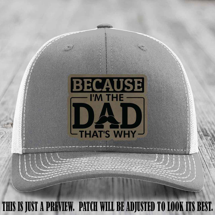 Light Brown to Black patch on Heather Grey to White Hat - Dad Leather Patch Hat