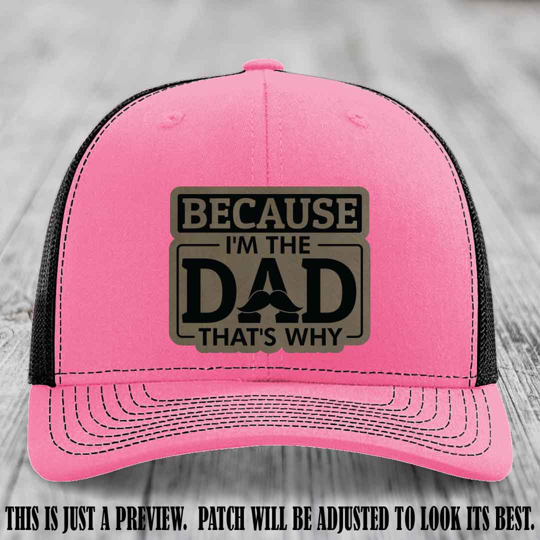 Light Brown to Black patch on Hot Pink to Black Hat - Dad Leather Patch Hat