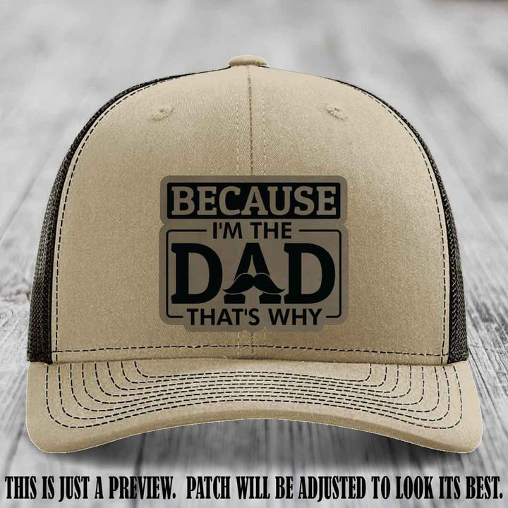 Light Brown to Black patch on Khaki to Coffee Hat - Dad Leather Patch Hat
