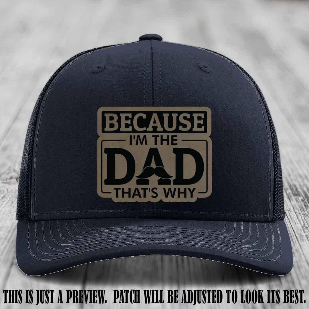 Light Brown to Black patch on Navy Hat - Dad Leather Patch Hat