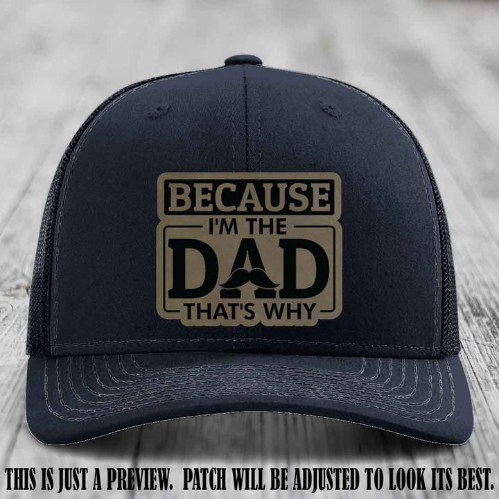 Light Brown to Black patch on Navy Hat - Dad Leather Patch Hat