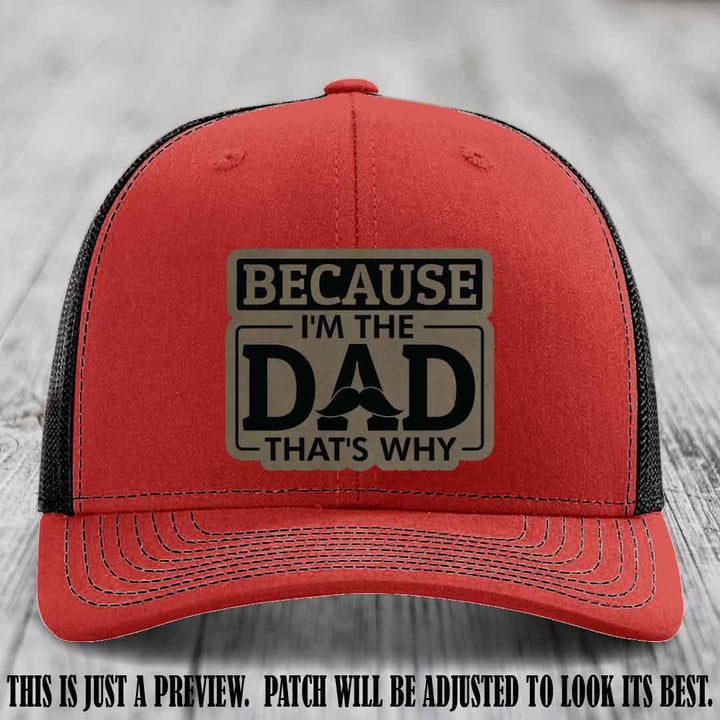 Light Brown to Black patch on Red to Black Hat - Dad Leather Patch Hat
