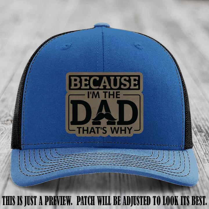 Light Brown to Black patch on Royal to Black Hat - Dad Leather Patch Hat