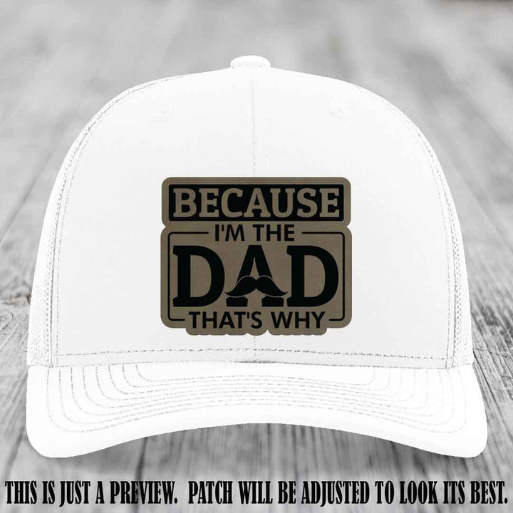 Light Brown to Black patch on White Hat - Dad Leather Patch Hat