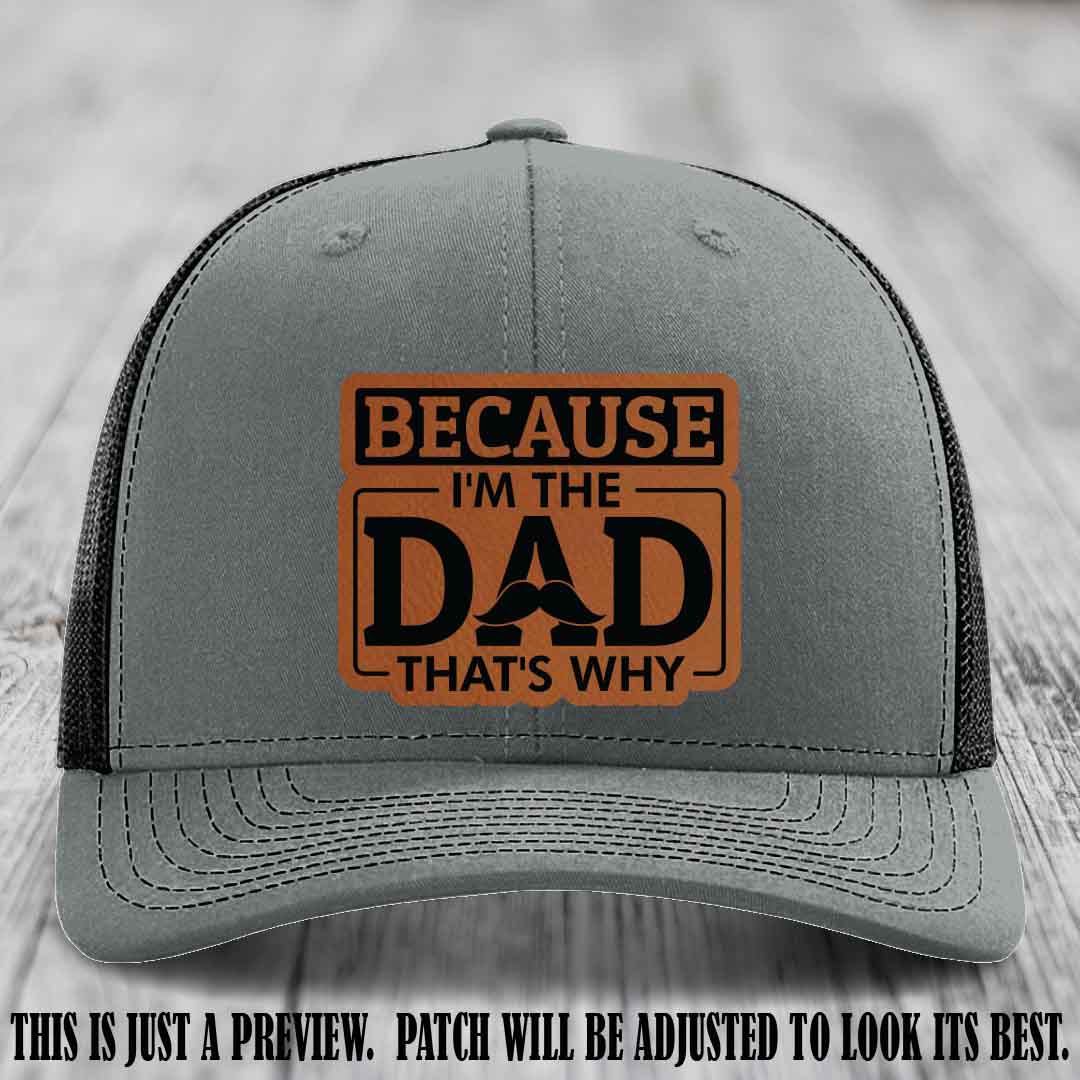 Rawhide to Black patch on Heather Grey to Black Hat - Dad Leather Patch Hat
