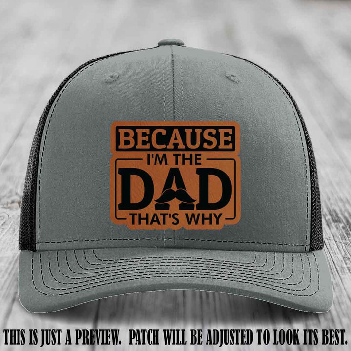 Rawhide to Black patch on Heather Grey to Black Hat - Dad Leather Patch Hat