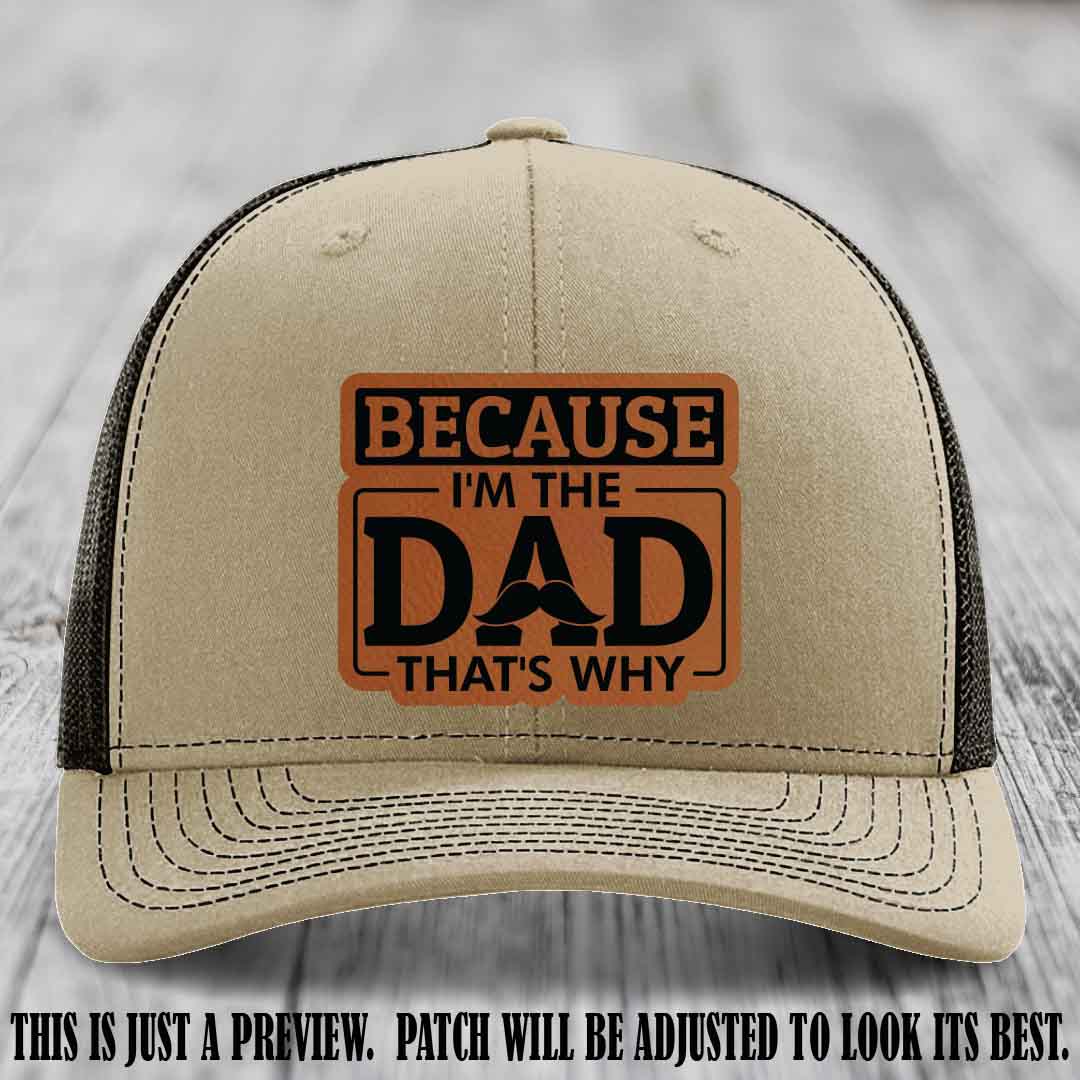 Rawhide to Black patch on Khaki to Coffee Hat - Dad Leather Patch Hat