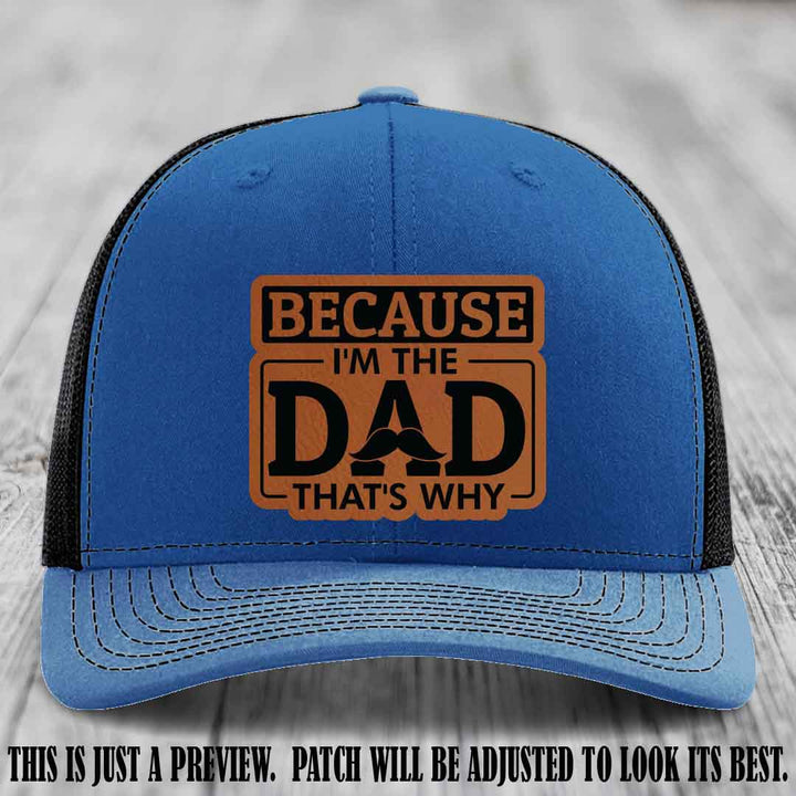 Rawhide to Black patch on Royal to Black Hat - Dad Leather Patch Hat