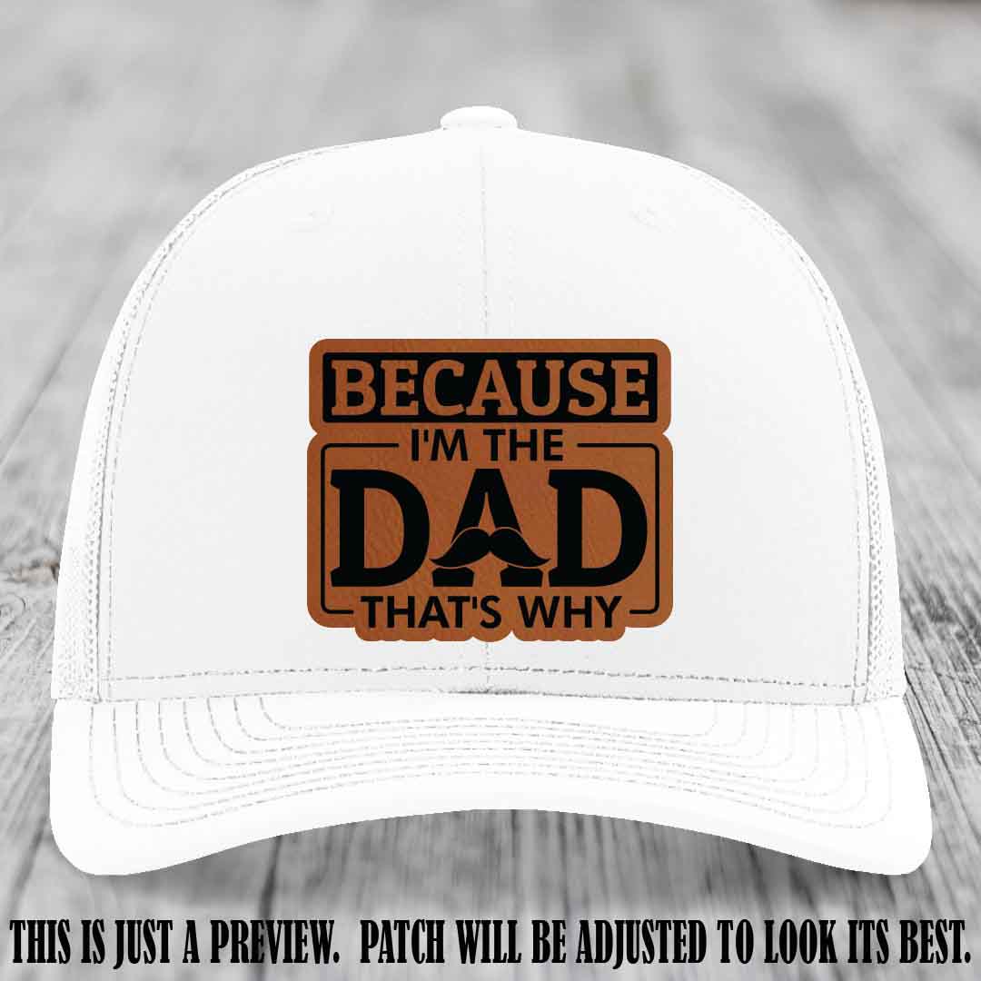 Rawhide to Black patch on White Hat - Dad Leather Patch Hat