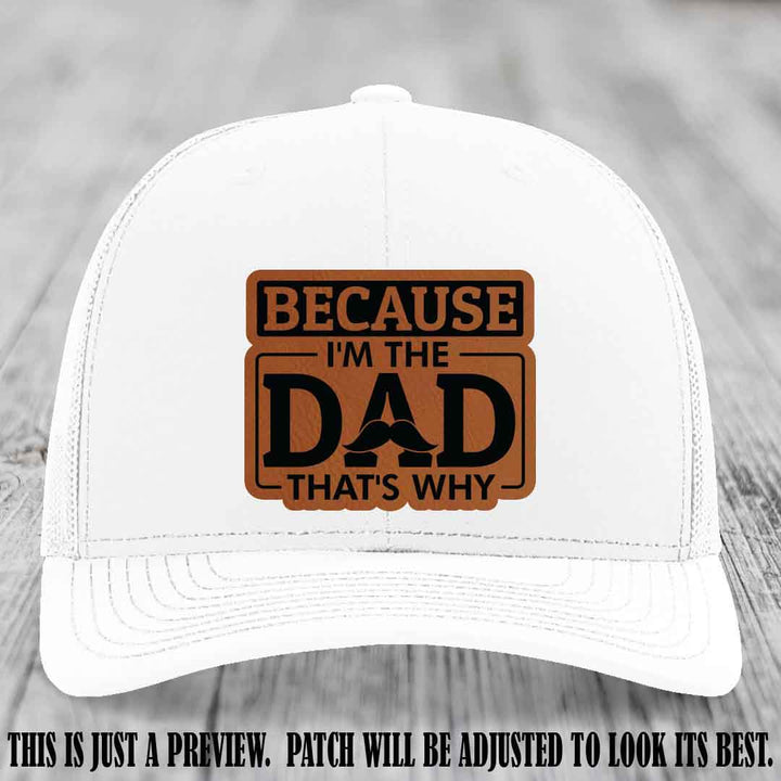 Rawhide to Black patch on White Hat - Dad Leather Patch Hat