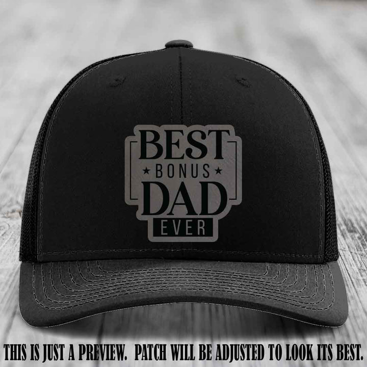 Best Bonus Dad Ever 🏆 Grey to Black Patch on Black Hat Richardson 112