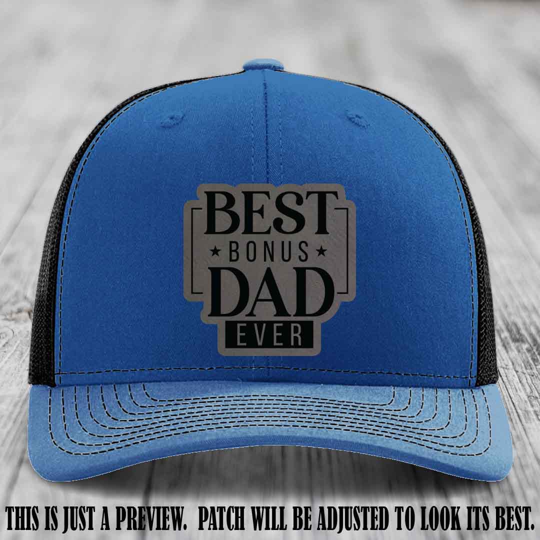 Best Bonus Dad Ever 🏆 Grey to Black Patch on Royal to Black Hat Richardson 112