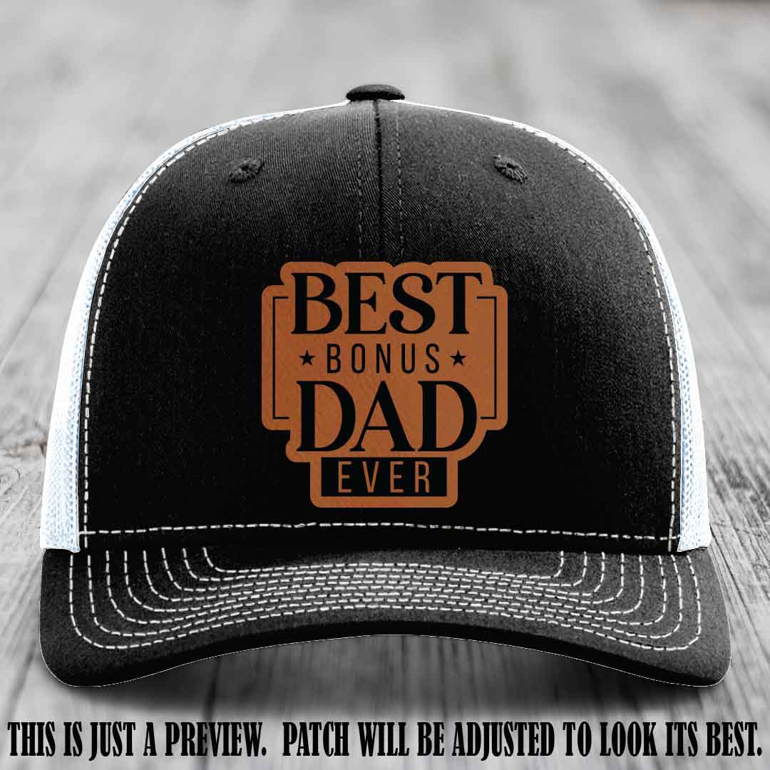 Best Bonus Dad Ever 🏆 Rawhide to Black Patch on Black to White Hat Richardson 112