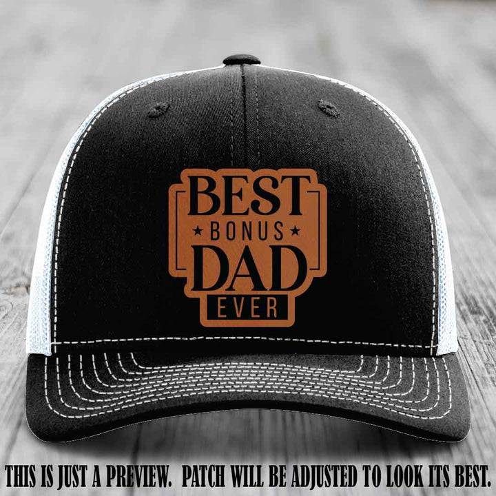 Best Bonus Dad Ever 🏆 Rawhide to Black Patch on Black to White Hat Richardson 112