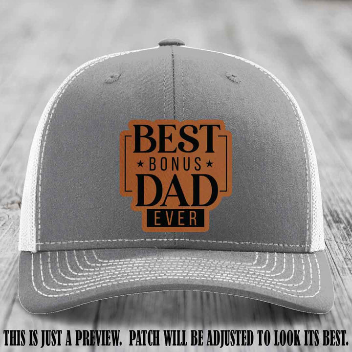 Best Bonus Dad Ever 🏆 Rawhide to Black Patch on Heather Grey to White Hat Richardson 112