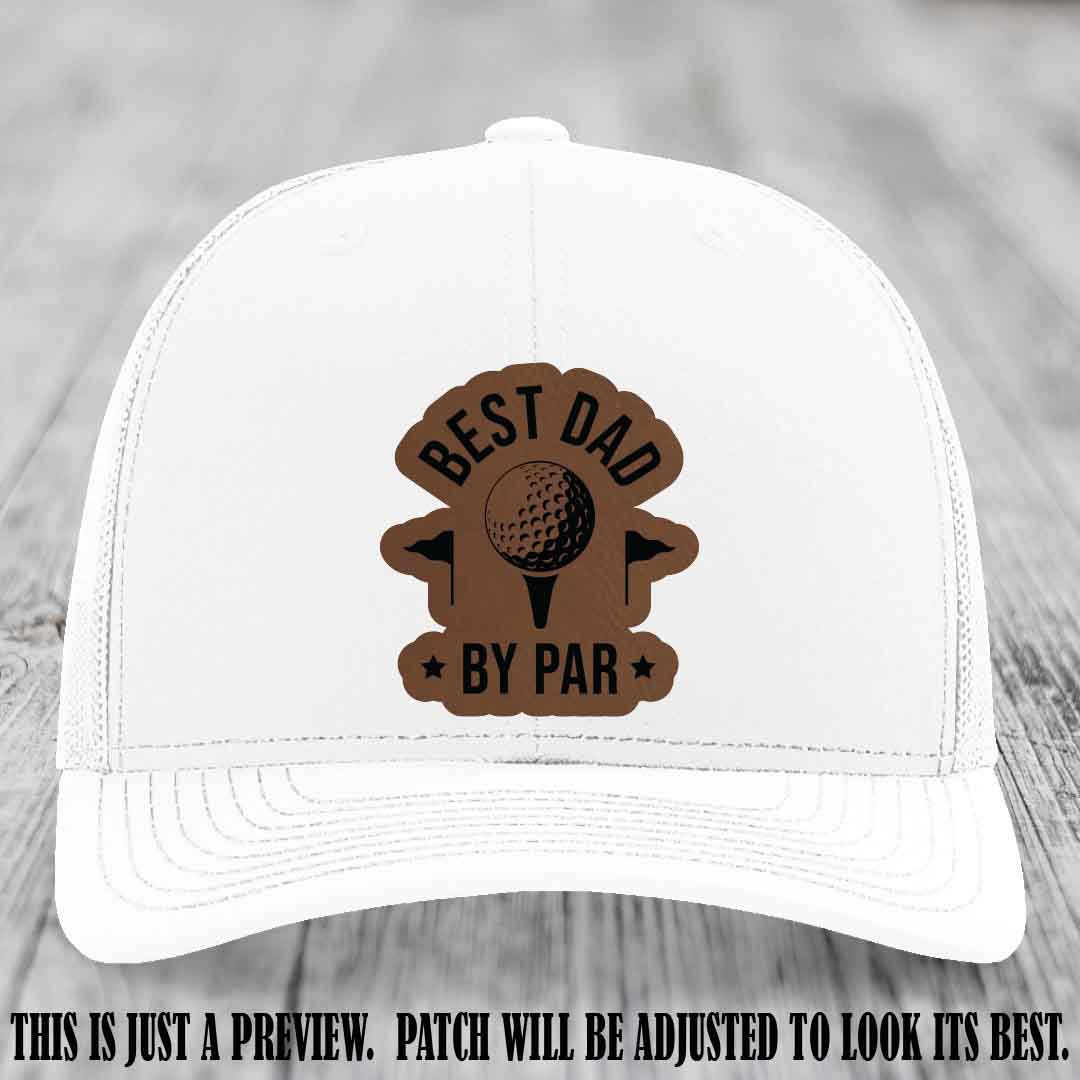 Best Dad By Par 🏌️‍♂️ Dark Brown to Black Patch on White Hat - Custom Richardson 112 Hat