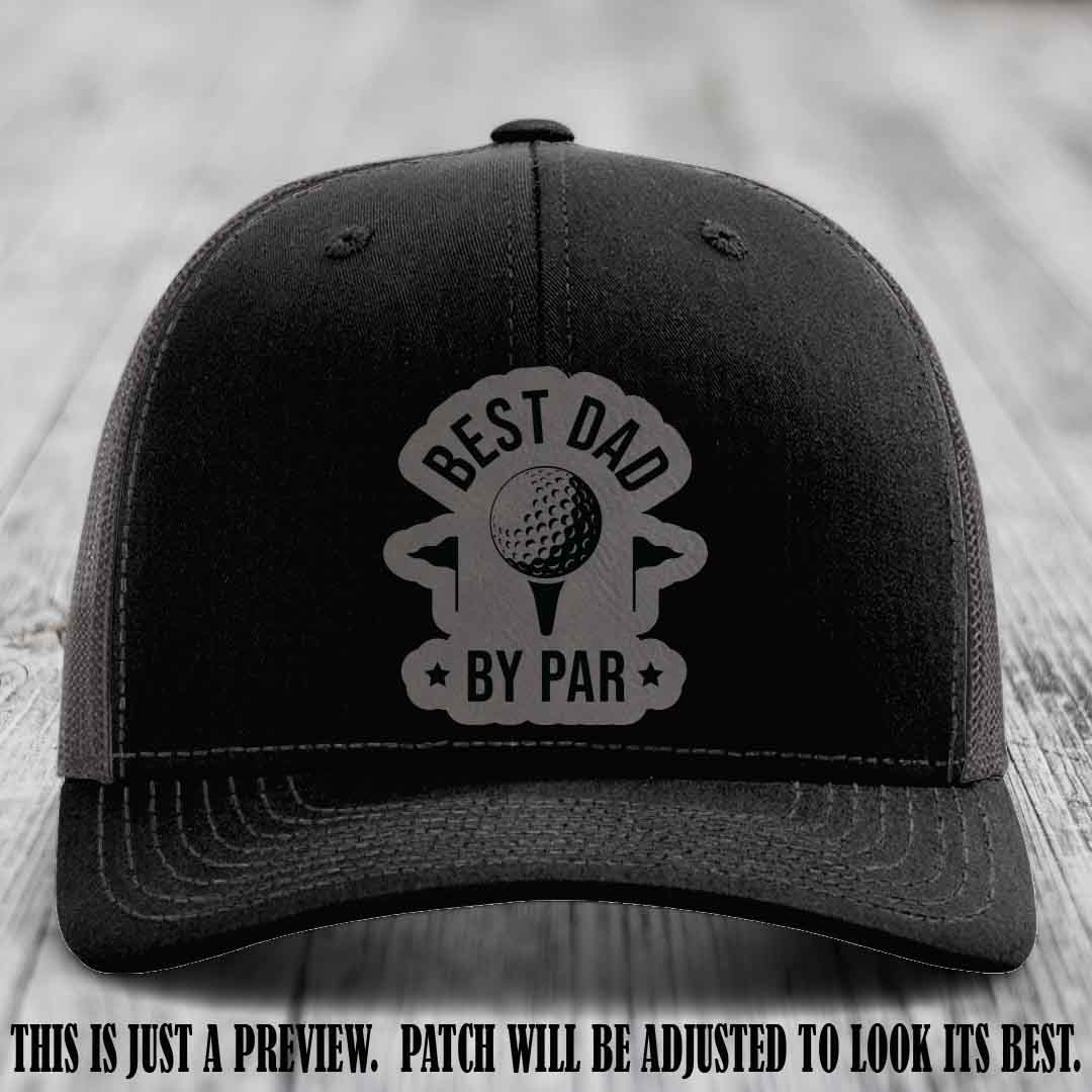 Best Dad By Par 🏌️‍♂️ Grey to Black Patch on Black to Charcoal Hat - Custom Richardson 112 Hat