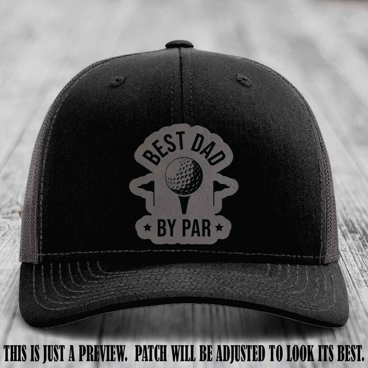 Best Dad By Par 🏌️‍♂️ Grey to Black Patch on Black to Charcoal Hat - Custom Richardson 112 Hat