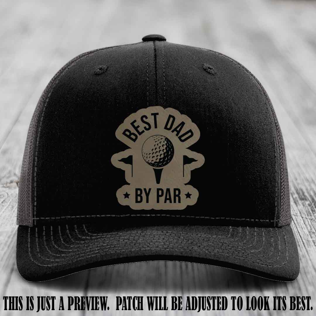 Best Dad By Par 🏌️‍♂️ Light Brown to Black Patch on Black to Charcoal Hat - Custom Richardson 112 Hat