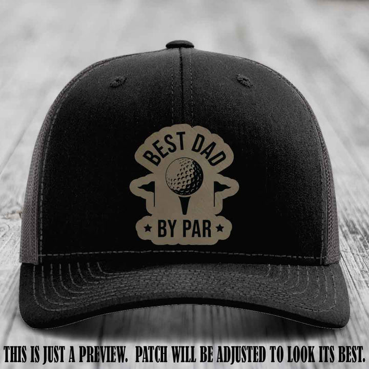 Best Dad By Par 🏌️‍♂️ Light Brown to Black Patch on Black to Charcoal Hat - Custom Richardson 112 Hat