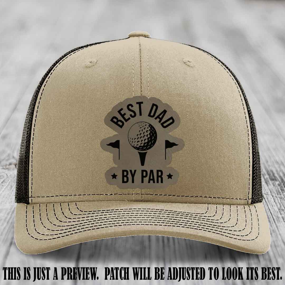 Best Dad By Par 🏌️‍♂️ Light Brown to Black Patch on Khaki to Coffee Hat - Custom Richardson 112 Hat