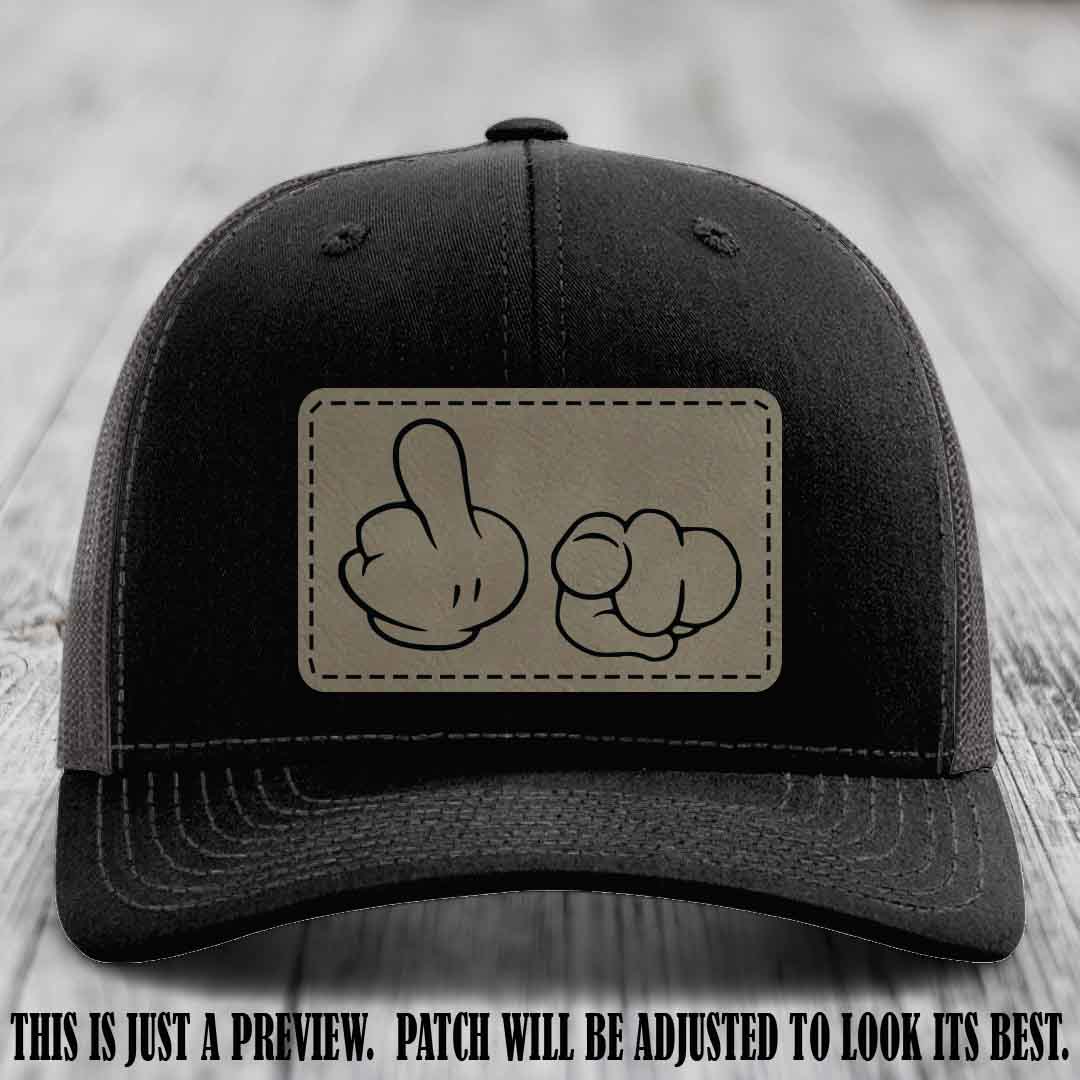 Finger Bang & Blame Game 🖕👉 Light Brown to Black on Black to Charcoal Hat - Richardson 112 custom trucker hat
