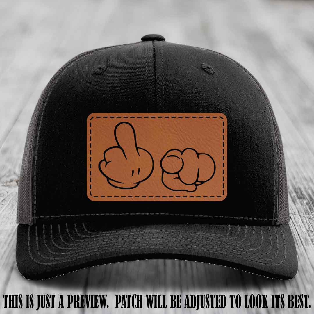 Finger Bang & Blame Game 🖕👉 Rawhide to Black on Black to Charcoal Hat - Richardson 112 custom trucker hat