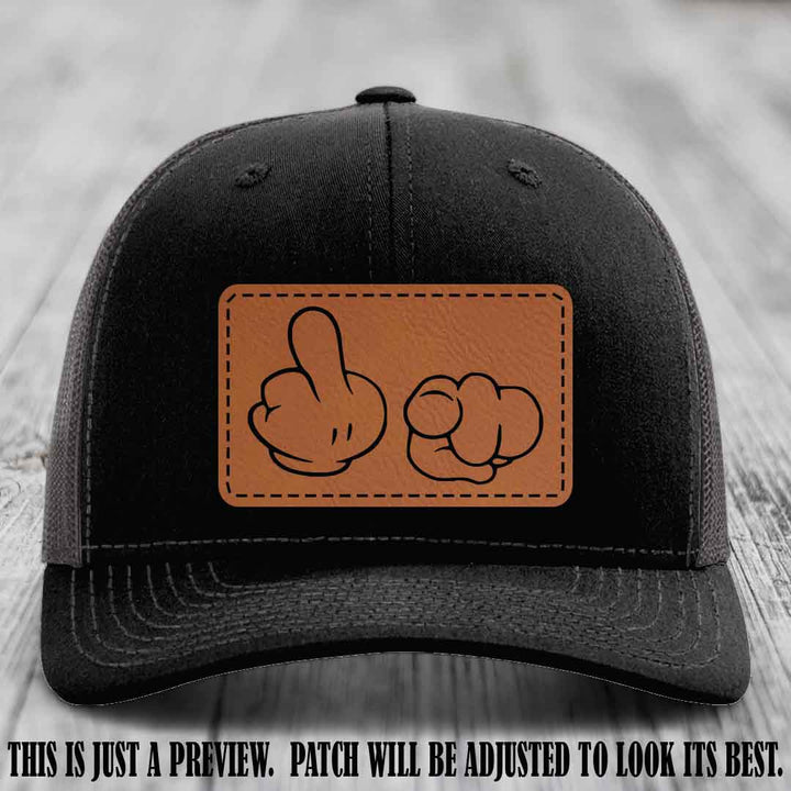 Finger Bang & Blame Game 🖕👉 Rawhide to Black on Black to Charcoal Hat - Richardson 112 custom trucker hat