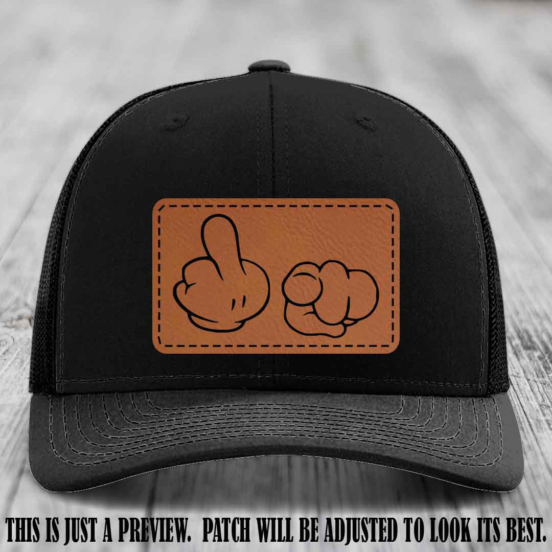 Finger Bang & Blame Game 🖕👉 Rawhide to Black on Black Hat - Richardson 112 custom trucker hat