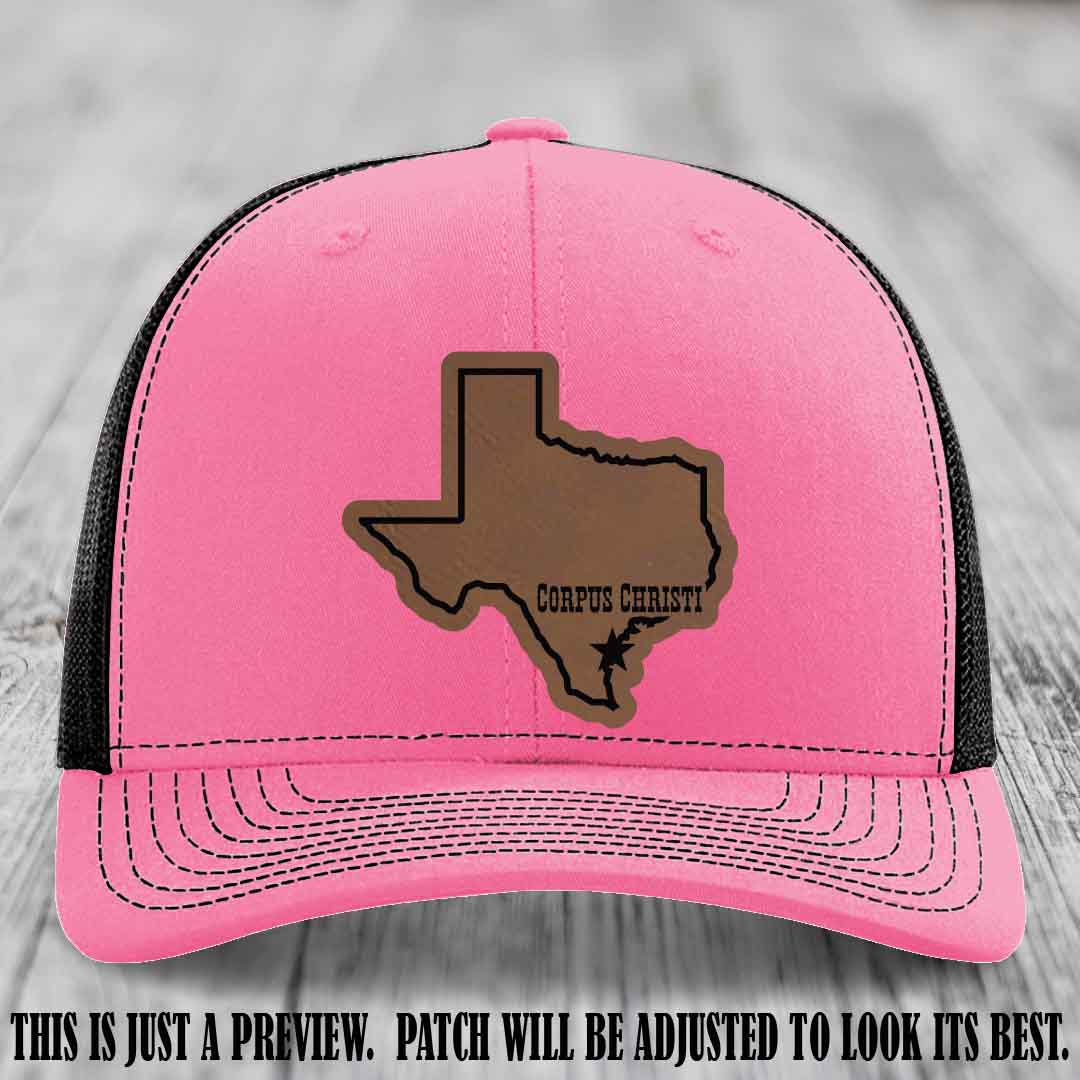 Corpus Christi Star Dark Brown to Black Patch on Hot Pink to Black Hat Richardson 112