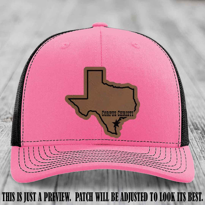 Corpus Christi Star Dark Brown to Black Patch on Hot Pink to Black Hat Richardson 112