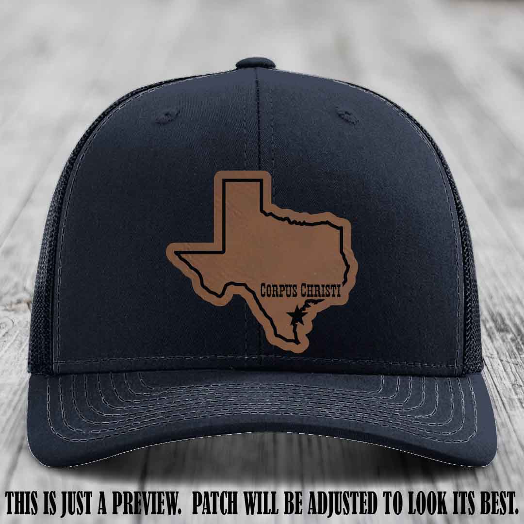 Corpus Christi Star Dark Brown to Black Patch on Navy Hat Richardson 112