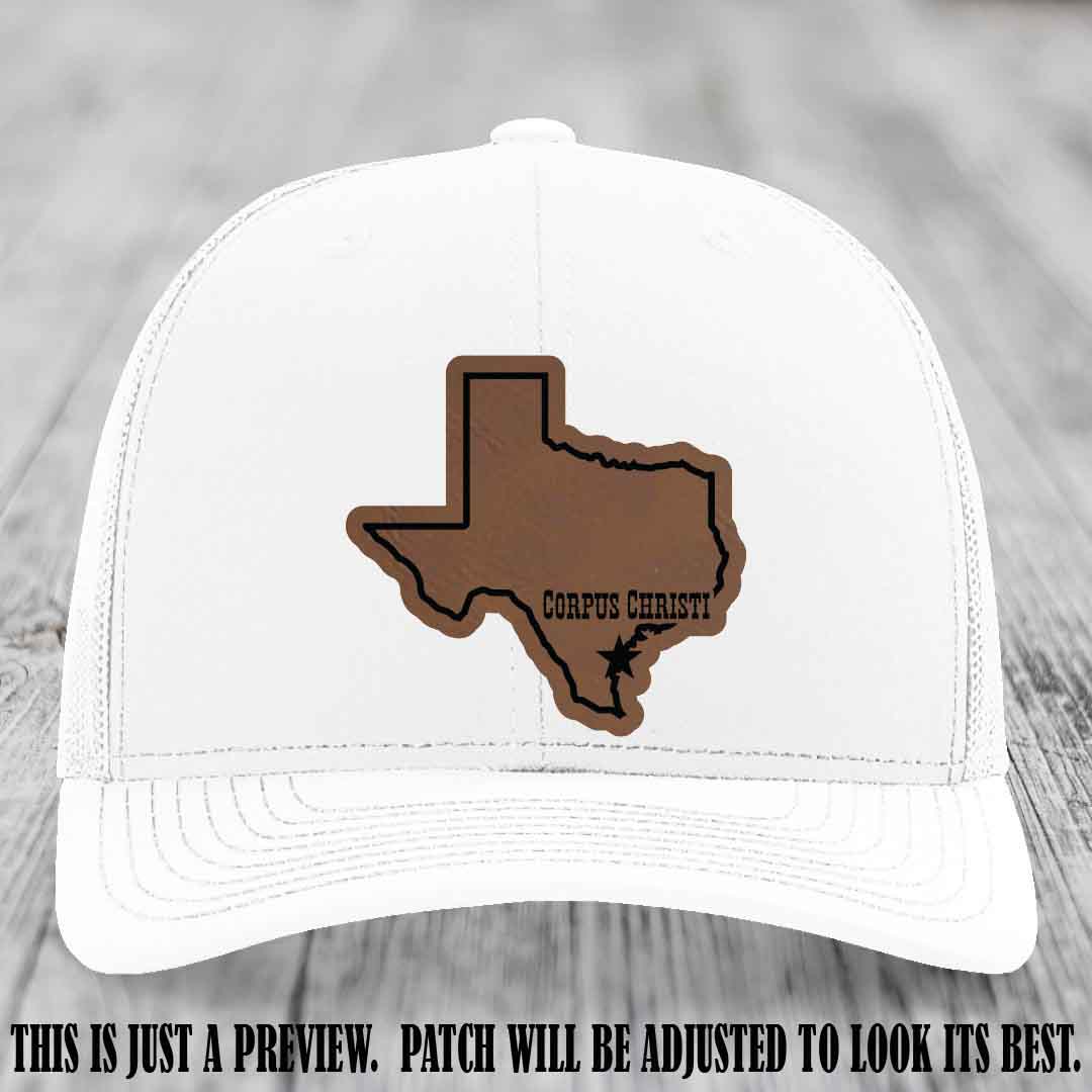 Corpus Christi Star Dark Brown to Black Patch on White Hat Richardson 112
