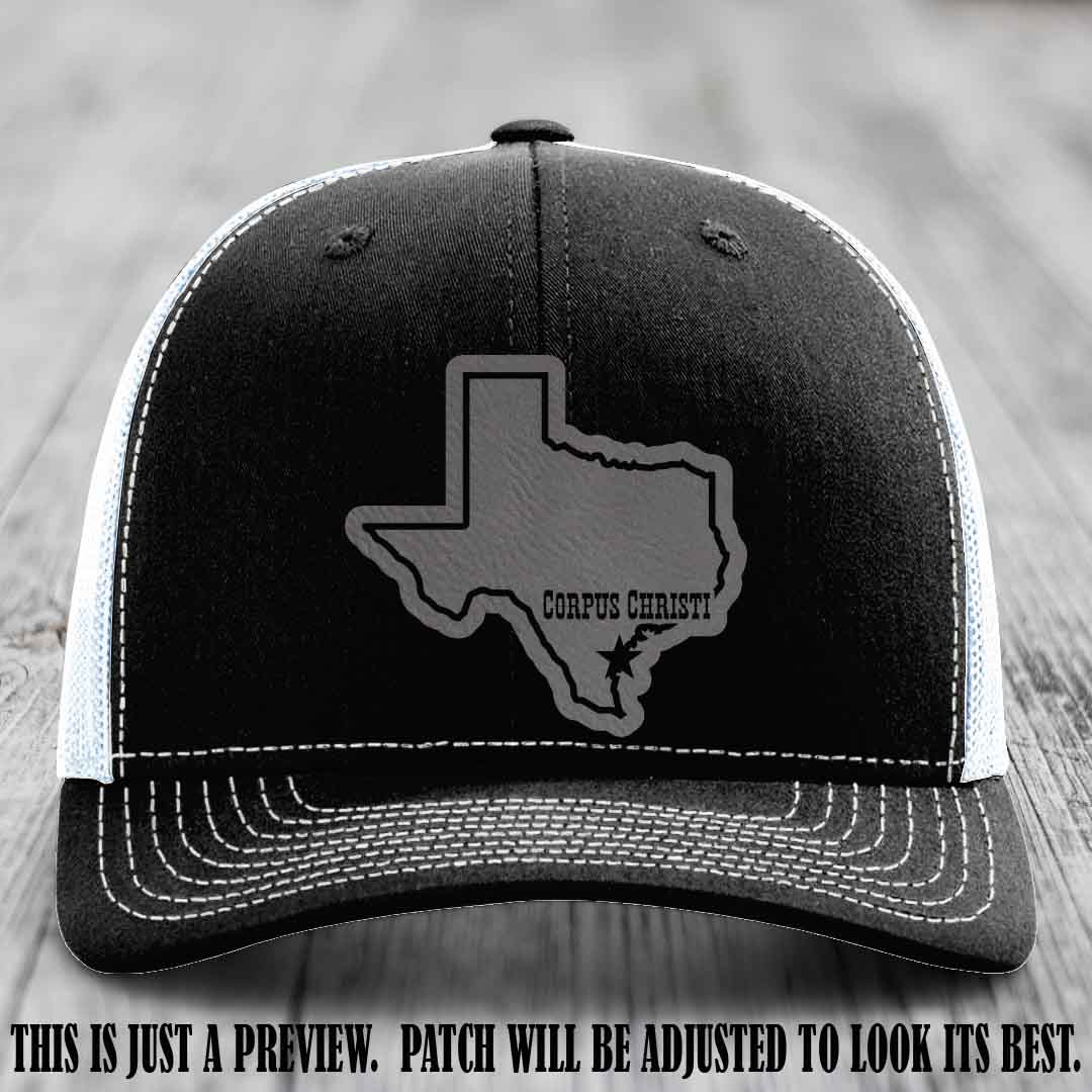 Corpus Christi Star Grey to Black Patch on Black to White Hat Richardson 112