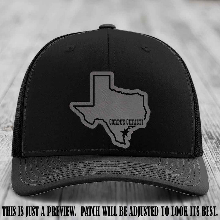 Corpus Christi Star Grey to Black Patch on Black Hat Richardson 112