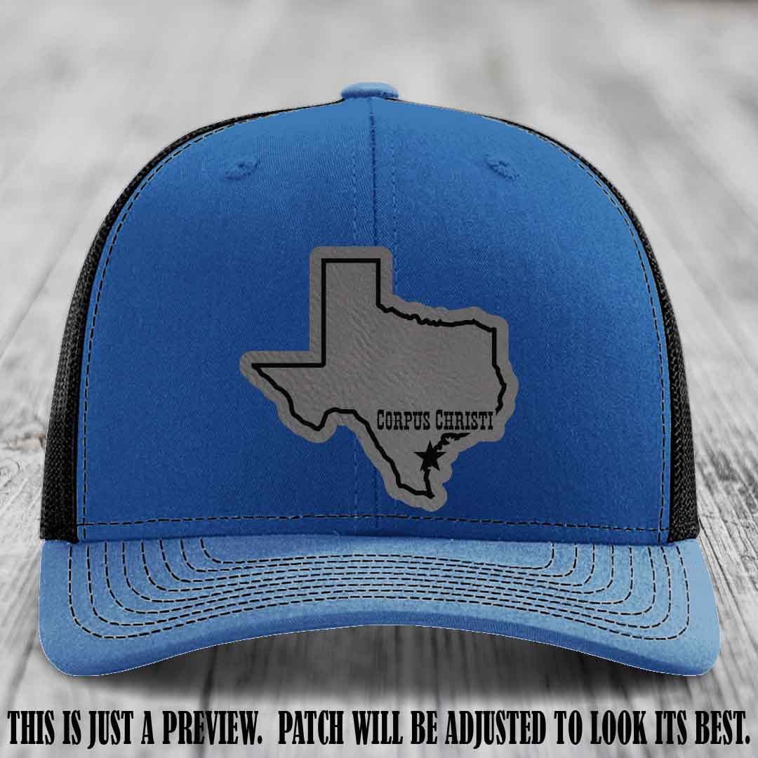 Corpus Christi Star Grey to Black Patch on Royal to Black Hat Richardson 112