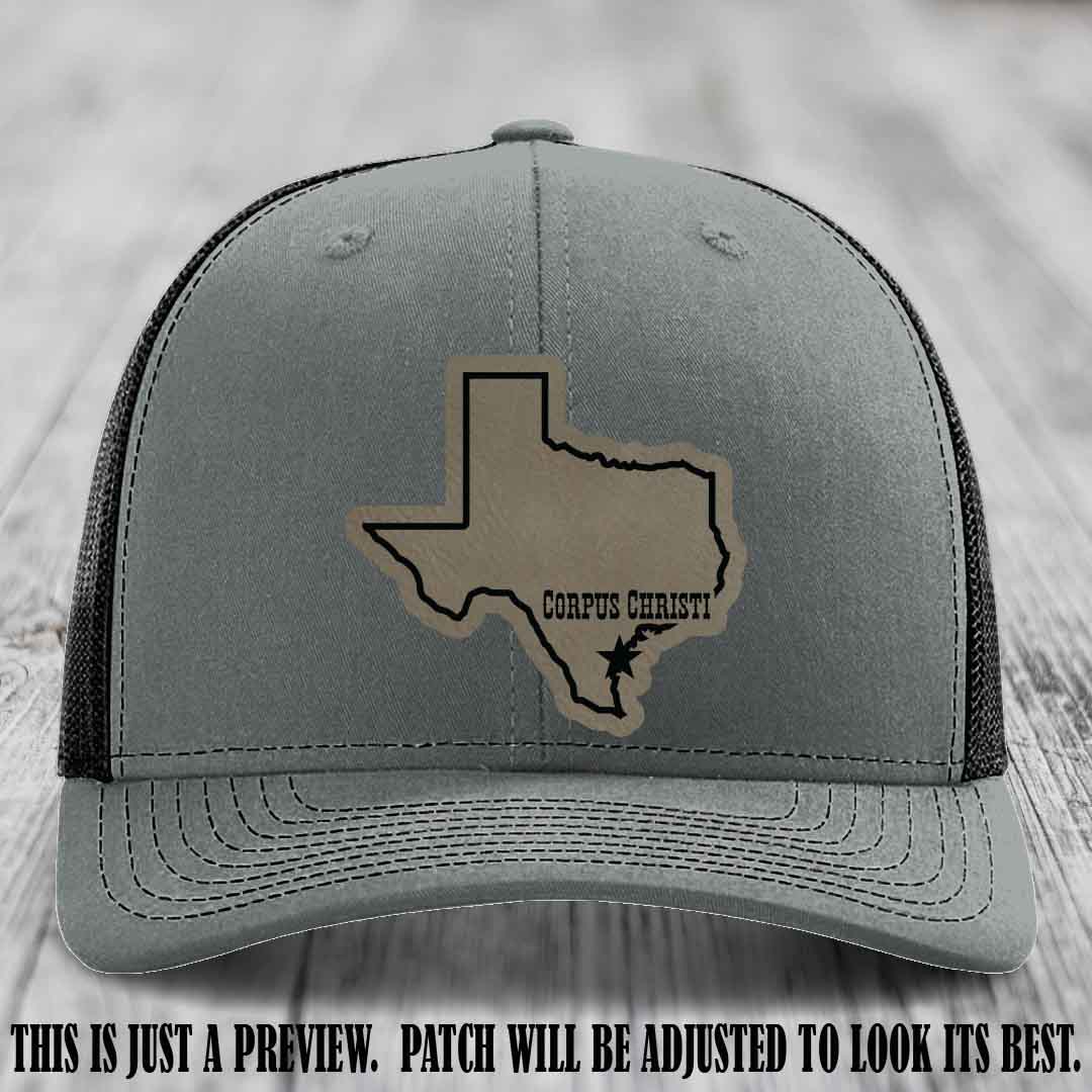 Corpus Christi Star Light Brown to Black Patch on Heather Grey to Black Hat Richardson 112