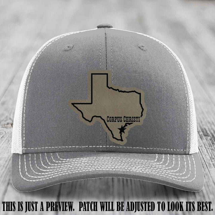 Corpus Christi Star Light Brown to Black Patch on Heather Grey to White Hat Richardson 112