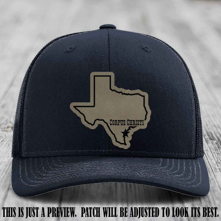 Corpus Christi Star Light Brown to Black Patch on Navy Hat Richardson 112
