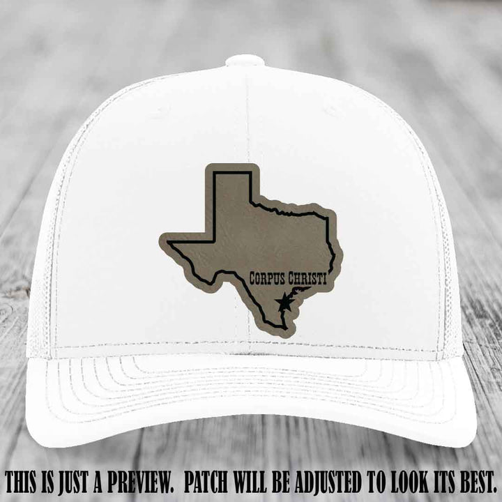 Corpus Christi Star Light Brown to Black Patch on White Hat Richardson 112