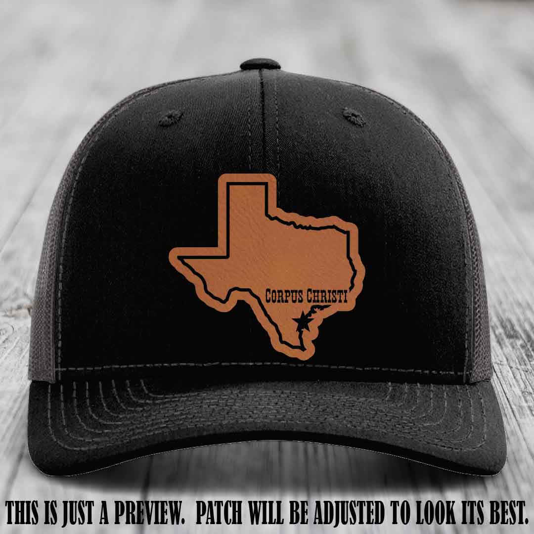 Corpus Christi Star Rawhide to Black Patch on Black to Charcoal Hat Richardson 112