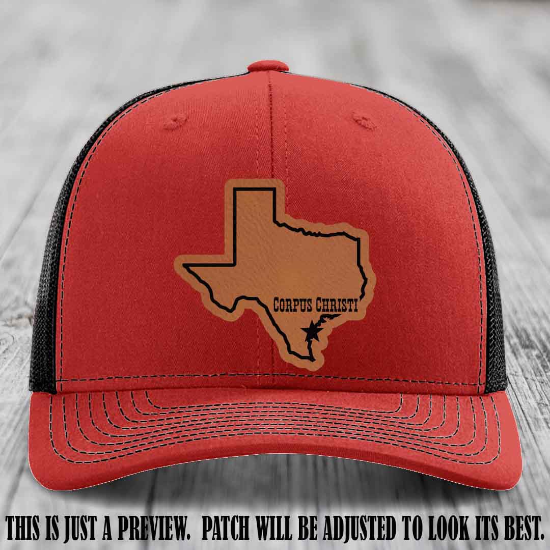 Corpus Christi Star Rawhide to Black Patch on Red to Black Hat Richardson 112